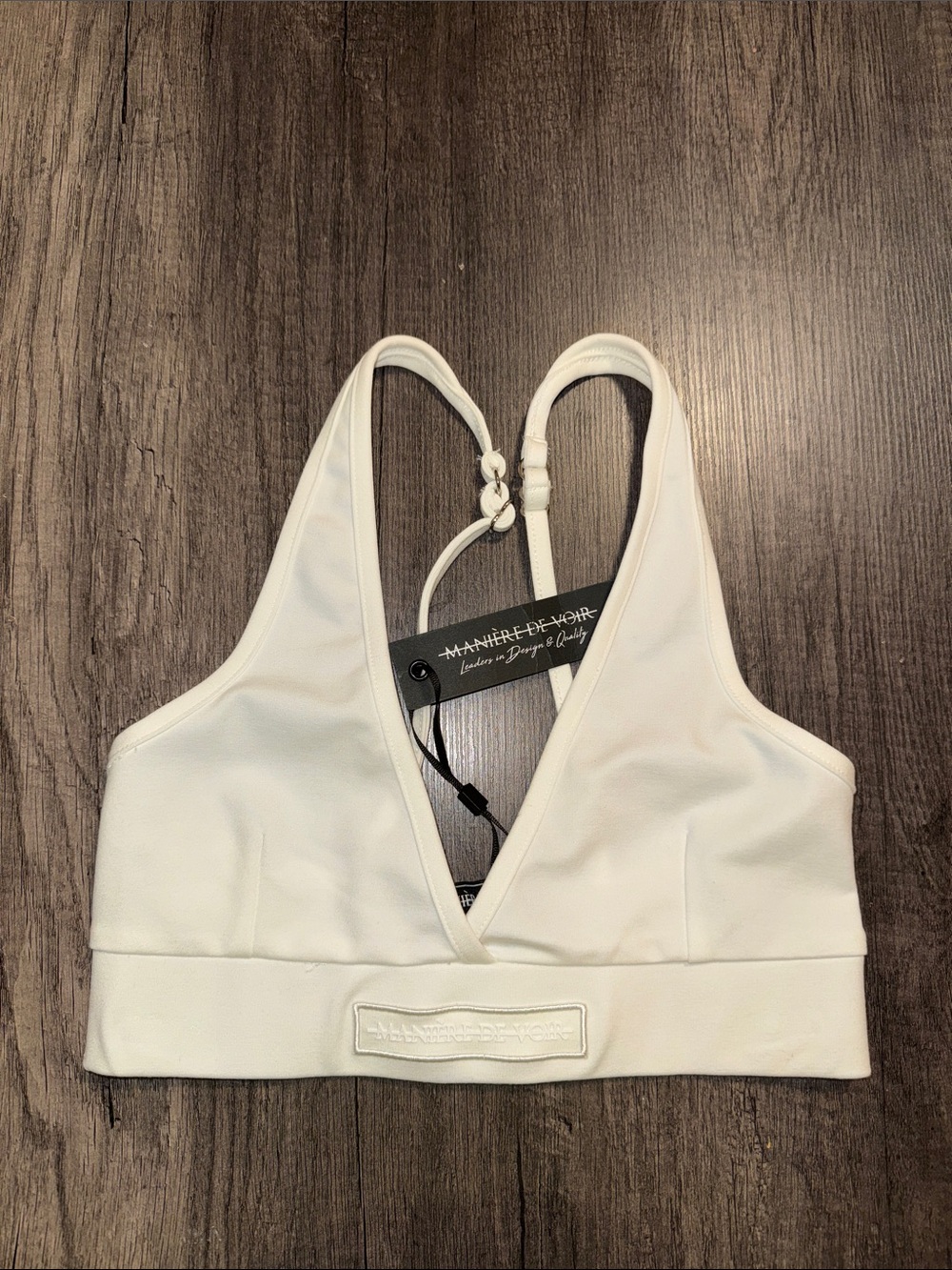 Maniere De Voir White Deep V Bralette Tank